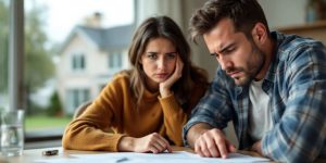 Concerned family reviewing mortgage options at home.